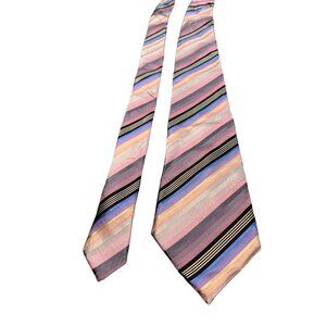 Men's Van Heusen Pink and Blue Striped Silk Stain Resistant Necktie Tie
